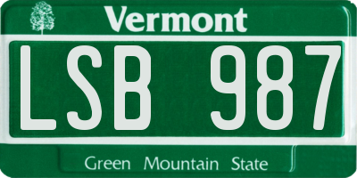 VT license plate LSB987