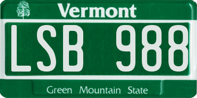 VT license plate LSB988