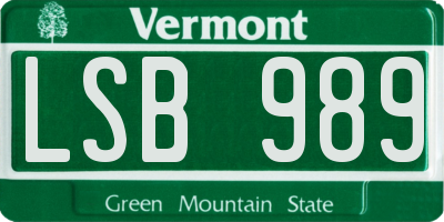 VT license plate LSB989