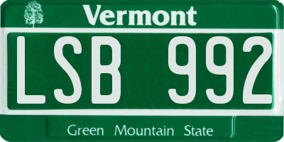 VT license plate LSB992