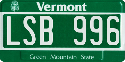 VT license plate LSB996