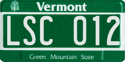 VT license plate LSC012