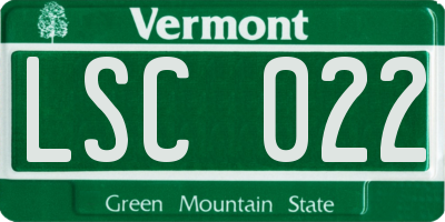 VT license plate LSC022