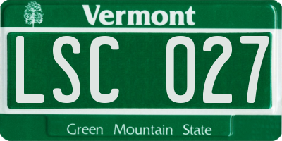 VT license plate LSC027