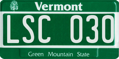 VT license plate LSC030