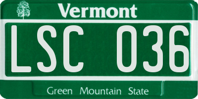 VT license plate LSC036