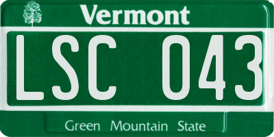VT license plate LSC043