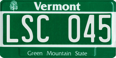 VT license plate LSC045