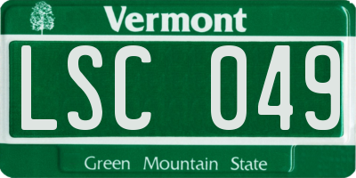 VT license plate LSC049