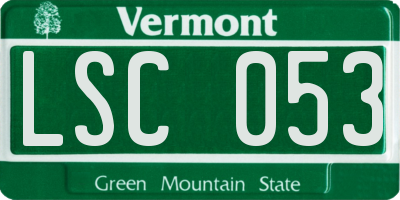 VT license plate LSC053