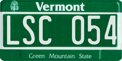 VT license plate LSC054