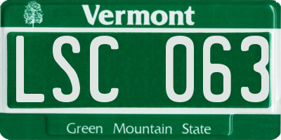 VT license plate LSC063