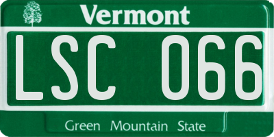 VT license plate LSC066