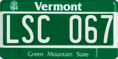 VT license plate LSC067