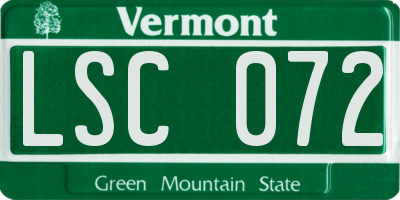 VT license plate LSC072