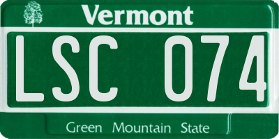VT license plate LSC074