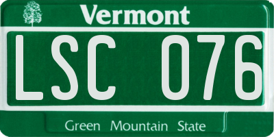 VT license plate LSC076