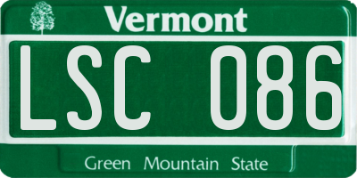VT license plate LSC086