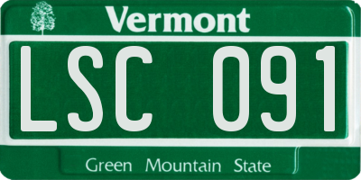 VT license plate LSC091