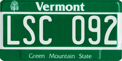 VT license plate LSC092