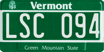VT license plate LSC094