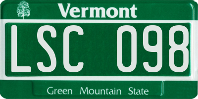 VT license plate LSC098