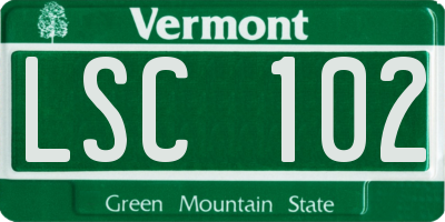 VT license plate LSC102