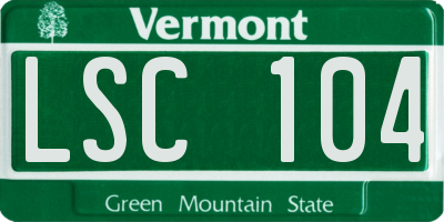 VT license plate LSC104