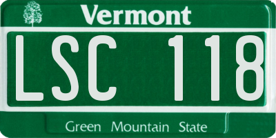 VT license plate LSC118