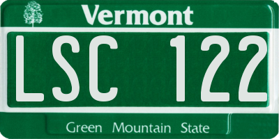 VT license plate LSC122
