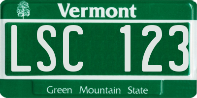 VT license plate LSC123