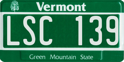 VT license plate LSC139