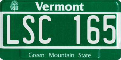 VT license plate LSC165