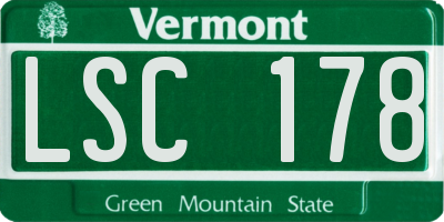 VT license plate LSC178