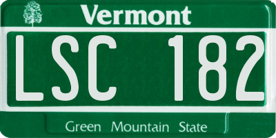 VT license plate LSC182