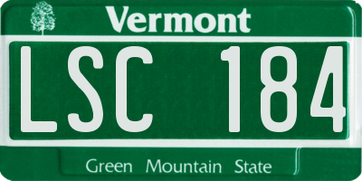 VT license plate LSC184
