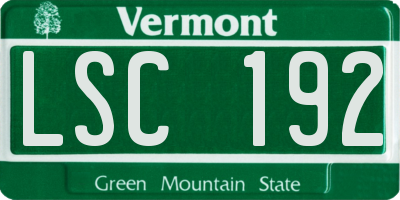 VT license plate LSC192