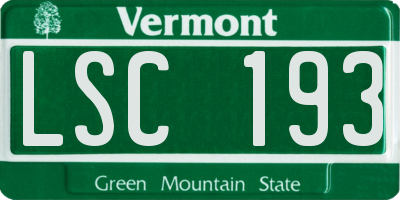 VT license plate LSC193