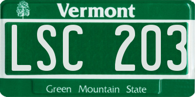 VT license plate LSC203