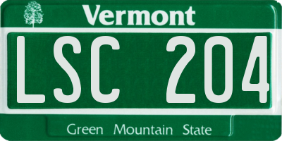 VT license plate LSC204