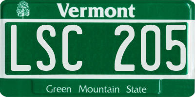 VT license plate LSC205