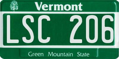 VT license plate LSC206