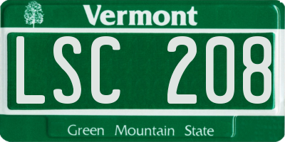 VT license plate LSC208