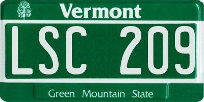 VT license plate LSC209