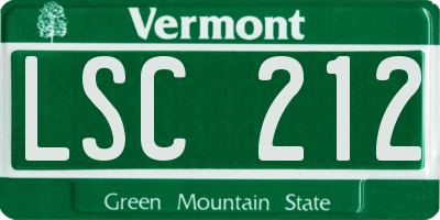 VT license plate LSC212