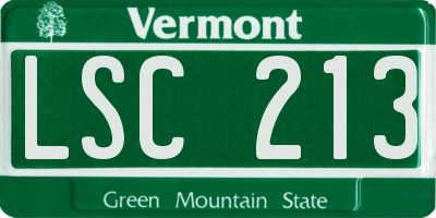 VT license plate LSC213