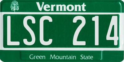 VT license plate LSC214