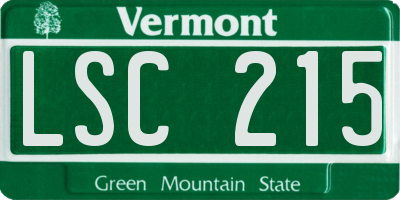 VT license plate LSC215