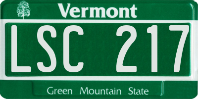 VT license plate LSC217