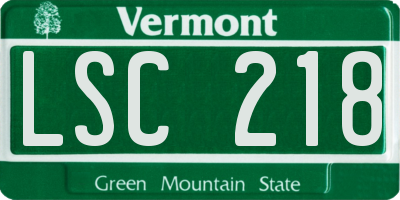 VT license plate LSC218